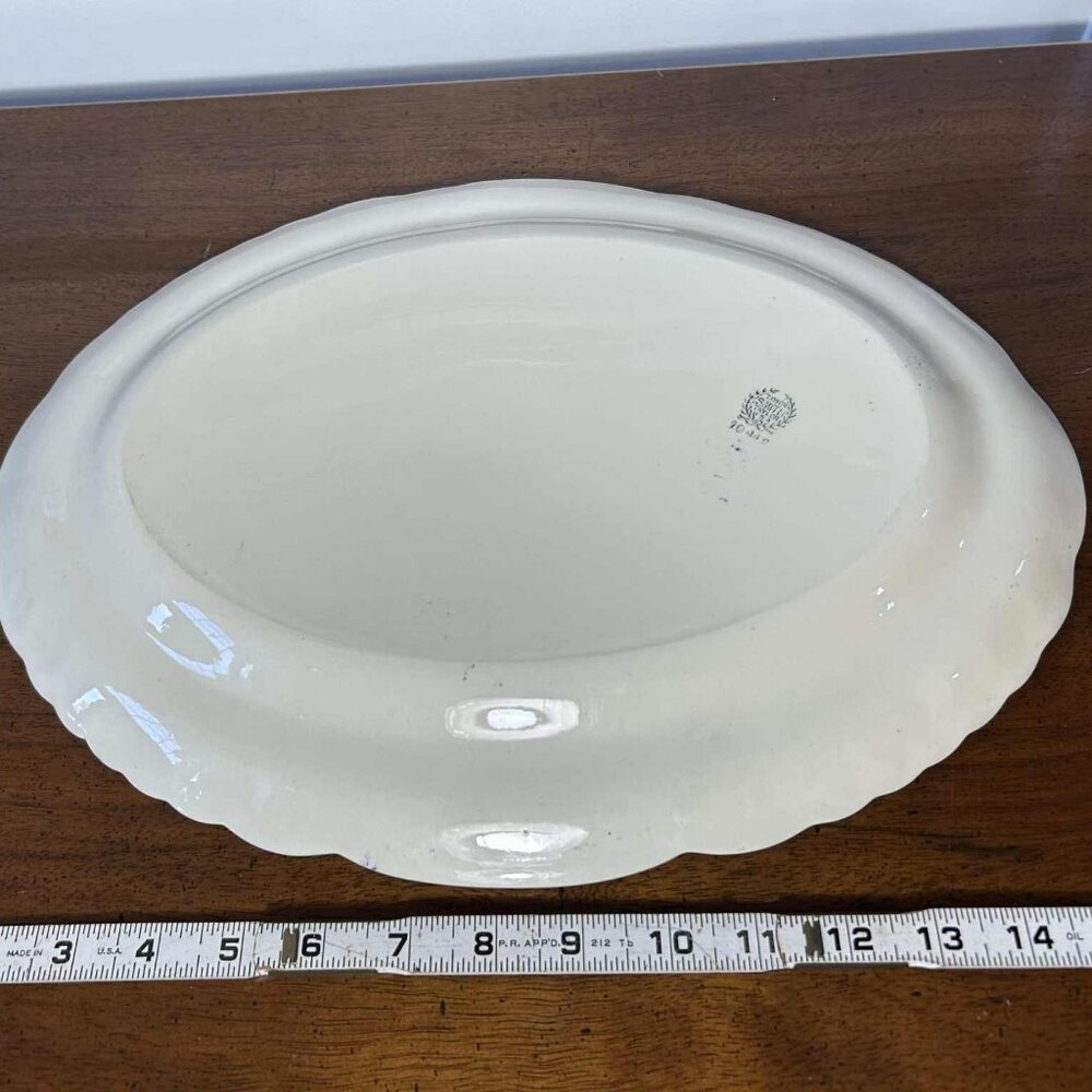 Vintage Taylor Smith & Taylor Dogwood Blue oval platter - Picture 9 of 10